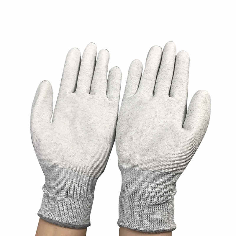 Szénszál nejlon ESD pálma bevonatú kesztyű