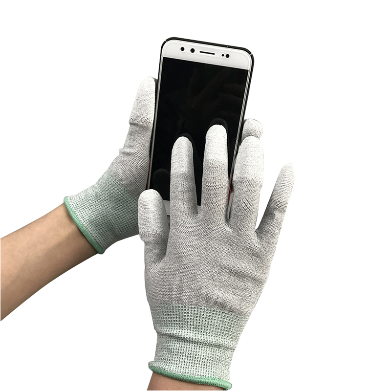 Szénszál nejlon ESD ujj PU bevonatú kesztyű