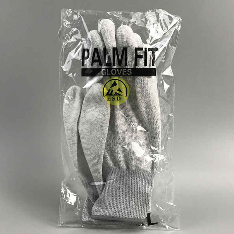 Szénszál nejlon ESD pálma bevonatú kesztyű