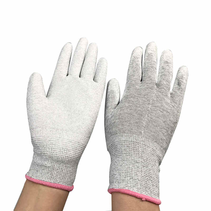 Szénszál nejlon ESD pálma bevonatú kesztyű